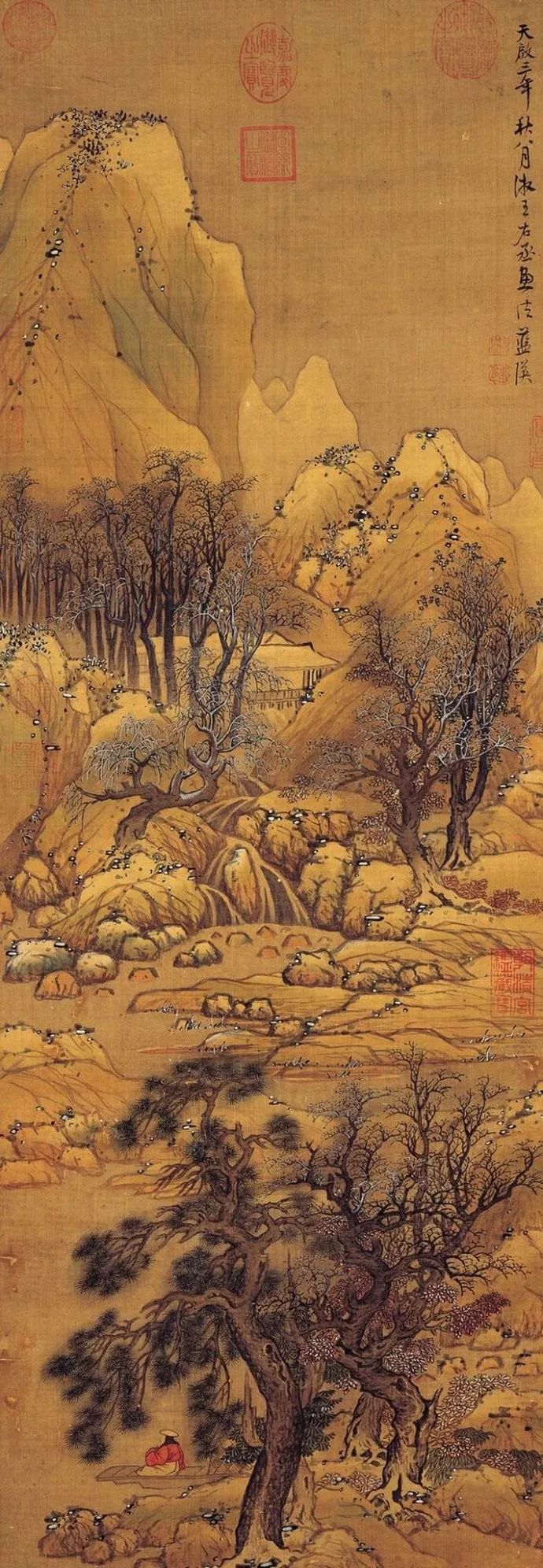 《溪山雪霁图》,现藏台北故宫博物院清王时敏《仿王维江山雪霁图》,现