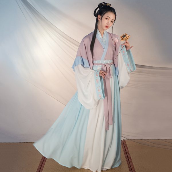 重回汉唐汉服女春夏装瑶铃非古装中国风晋制半袖交领齐腰襦裙套装