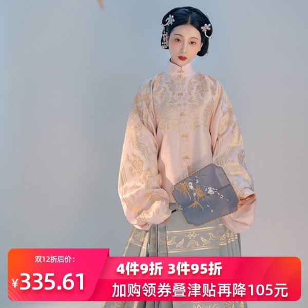 重回汉唐凤鸾歌原创正品织金立领明制袄裙马面裙汉服女中国风春季