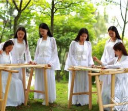 女大学生着汉服秀汉绣 白衣长发仙范十足
