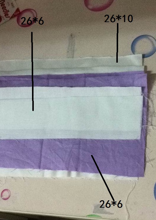 3.裁剪布料和树脂衬，树脂衬是裁成26*10的尺寸