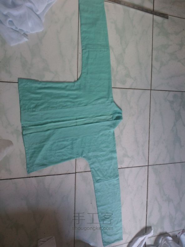汉服水绿薄棉对襟上襦-图片17