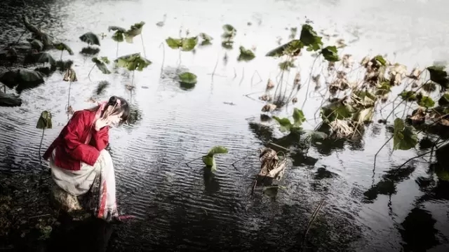 微雨过,小荷翻,榴花开欲然。玉盆纤手弄清泉,琼珠碎却圆。