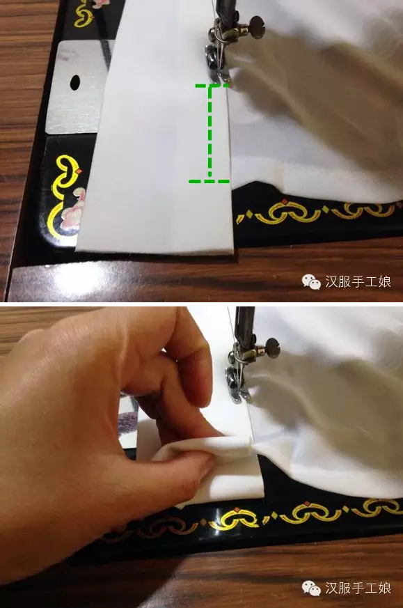 11、然后把衣服摆放平整，在胸线下方做好记号车系带，这样衣服也就做好了。