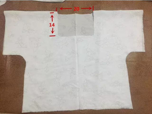 2、接上袖子,袖根22cm。