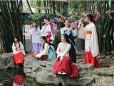 高校女生穿汉服踏青赏花，美成了一幅画