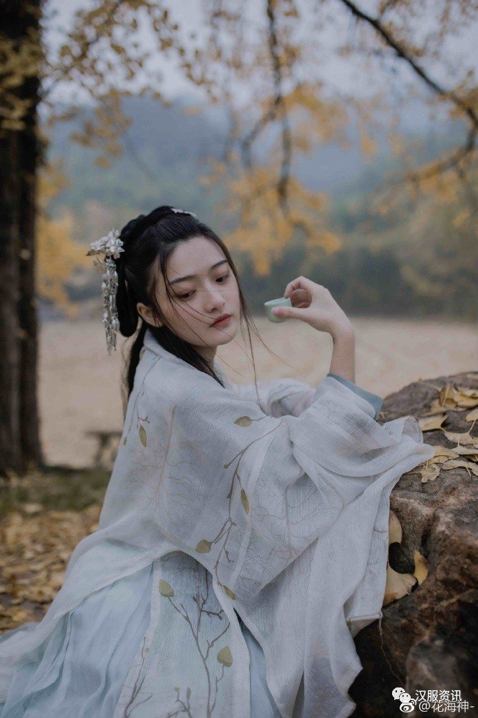 【汉服美图】银杏落满地,相望远方不曾见-图片8