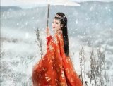 汉服人像后期处理：阴天荒野草地变唯美大气雪景