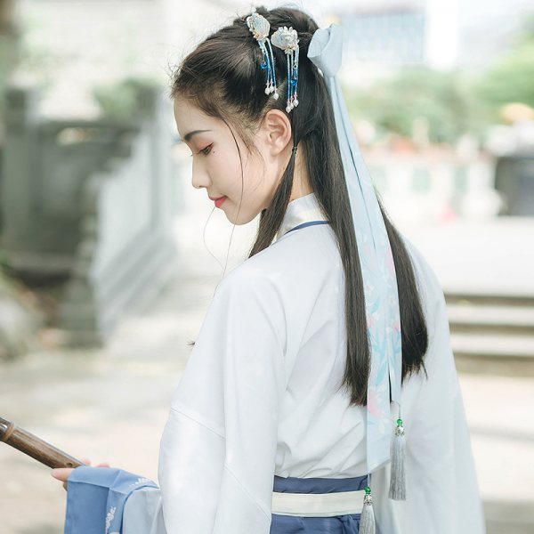 汉尚华莲原创汉服配饰日常子浮印花发带古风发饰搭配襦裙15色