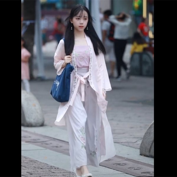 池夏 初见:蔷薇原创改良汉服宋制宋裤褙子春季女套装抖音爆款包邮