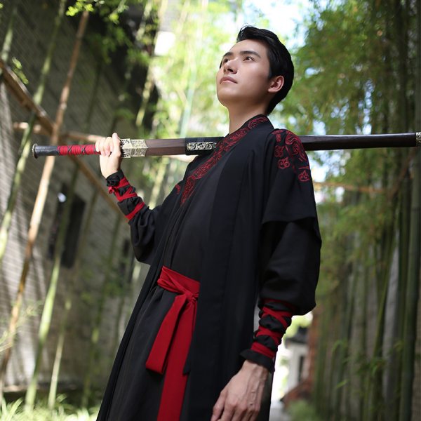 重回汉唐怀楚原创品牌长短打裋褐上衣汉服男绣花春秋