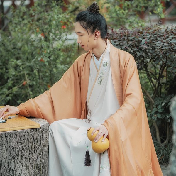 重回汉唐风入松汉服男款中国风长褙子外套百迭裙交领长衫套装春秋