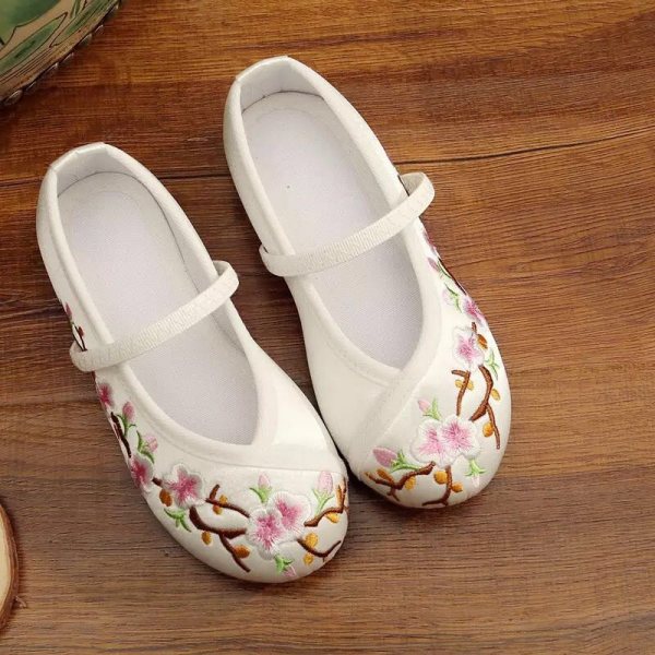 溪花记女童布鞋手工帆布鞋中国风绣花鞋演出鞋绣花鞋公主鞋童鞋