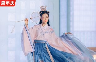 汉尚华莲凤栖原创改良汉服女秋装齐腰大袖交领衫裙重工刺绣6米摆