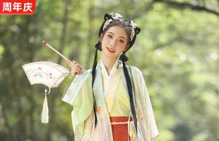 汉尚华莲寄红簪改良汉服女春夏直领对襟半袖衫短马面刺绣少女日常