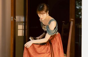 徐娇织羽集【天宫伎乐】夏季改良汉元素高腰中长款刺绣洒金连衣裙