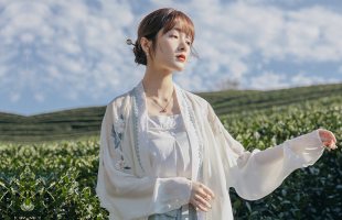 徐娇织羽集 汉元素女装原创设计【浮香曲】飞机袖上衣 宋裤套装