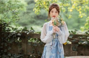 折衷系列爱的礼赞 海与月 花朝记汉服原创 汉元素宋飞机袖百迭裙