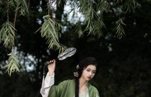 【上遥居】铃兰  宋制春夏原创汉服绿色长干寺对襟长衫白色飞机袖