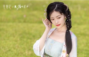 白桃乌龙 天涯明月刀x花朝记 明汉元素合领衫主腰连衣裙刺绣腰带