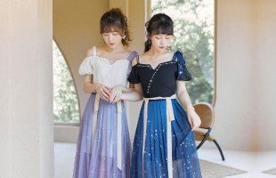 徐娇织羽集【天官书】日常汉元素2021夏季新款星空刺绣吊带连衣裙