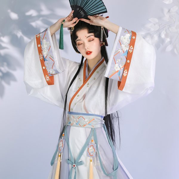 【流烟昔泠-白茶清欢】原创正品魏晋制交领宽袖襦改良汉服女春夏