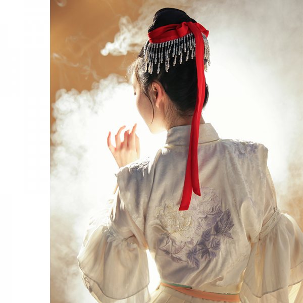 衔泥小筑 原创宋制汉服珍珠钉珠发带配饰 星雨