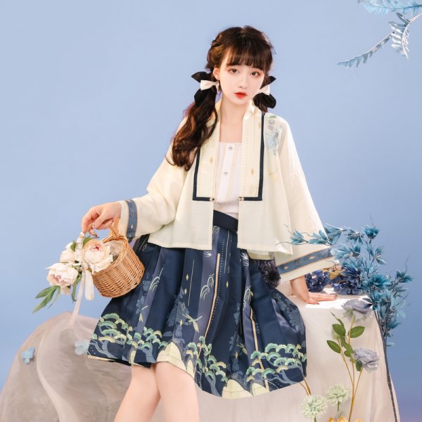 【流烟昔泠-暮光】原创正品绣花改良汉元素对襟衫短马面夏汉服女