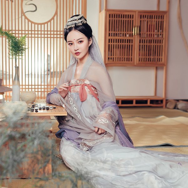 都城南庄汉服 南歌子 绣花印花原创齐胸襦裙汉服中大袖非古装日常