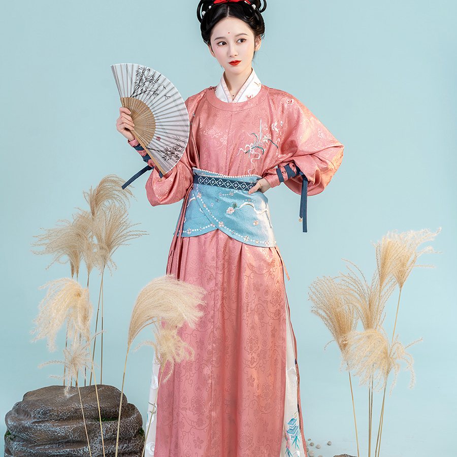 钟灵记 嘉福:圆领袍抱腰绣花腰带宋珍珠窄袖女齐腰裙衬裙春秋汉服