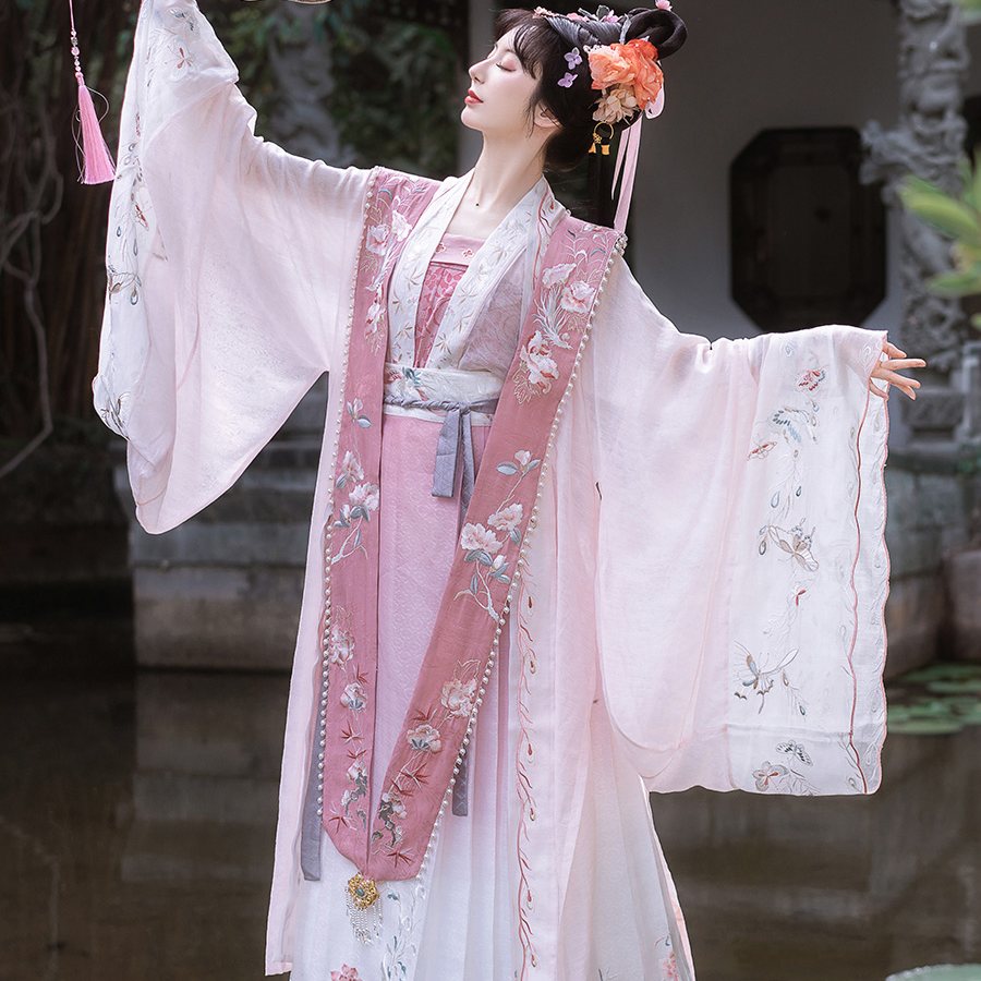 钟灵记 凤引歌:宋制汉服天丝宋大袖对襟衫宋抹百迭裙霞帔2021夏季