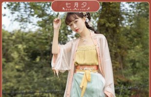 七月夕 喵夏 宋制原创宋抹吊带绣花改良褙子刺绣百迭裙汉元素女