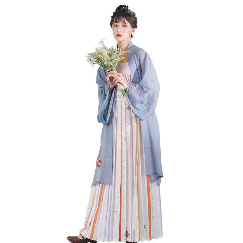 光夕原创汉服女【栀夏】宋制褙子直袖长衫百迭裙正品改良日常春夏 - 