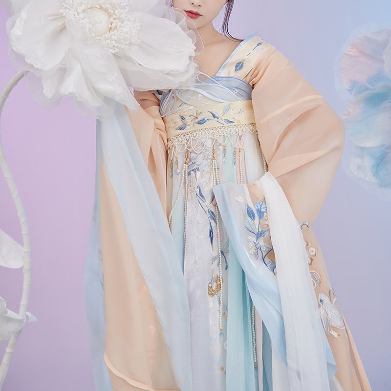 七月夕 嫦笙 南北朝窄臂大袖广袖上襦齐胸裙绣花诃子汉元素女 - 甄选优质汉服商家 - 爱汉服