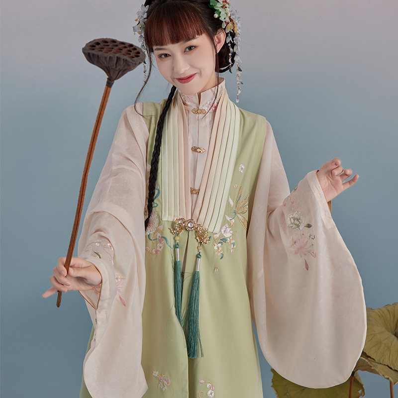 七月夕 青萝 原创早秋新款改良风琴褶比甲立领长衫百褶裙汉服女 - 甄选优质汉服商家 - 爱汉服
